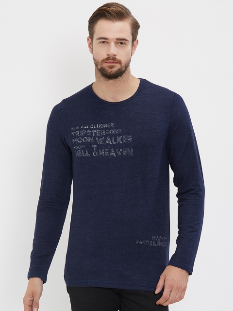 

NEXGEN CLUB Men Navy Blue Printed Round Neck T-shirt