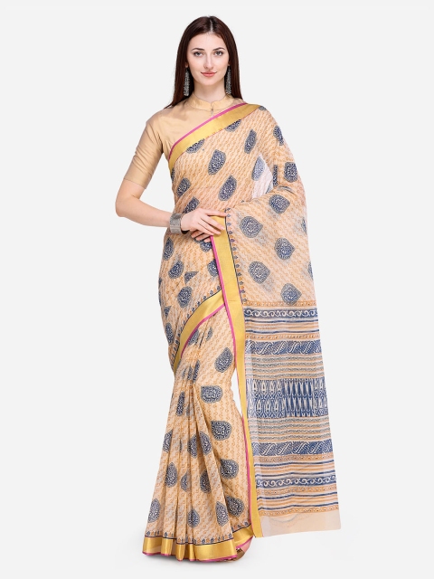 

Saree Swarg Beige Printed Cotton Blend Saree