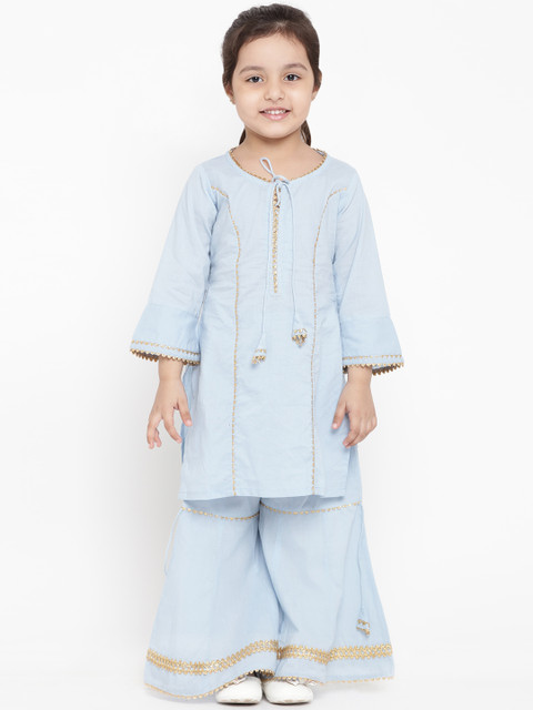 

Bitiya by Bhama Girls Blue Solid Kurta with Palazzos