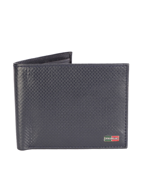 

Peter England Men Grey Solid Two Fold Leather Wallet