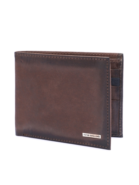 

Peter England Men Brown Solid Two Fold Leather Wallet