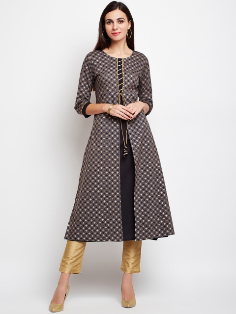 

Azira Women Grey Printed A-Line Kurta