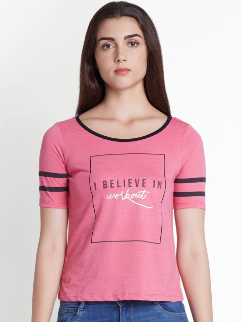

Ajile by Pantaloons Women Pink Printed Round Neck T-shirt