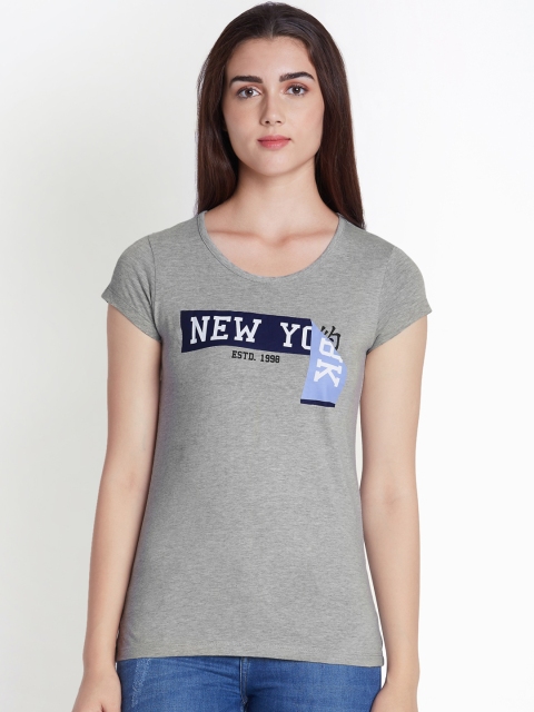 

Ajile by Pantaloons Women Grey Solid Round Neck T-shirt