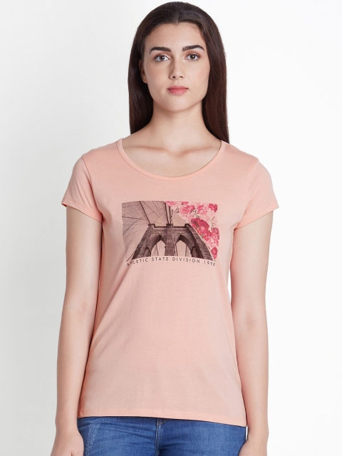 

Ajile by Pantaloons Women Pink Printed Round Neck T-shirt