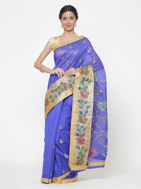 

Chhabra 555 Blue & Navy Blue Art Silk Embroidered Chanderi Saree