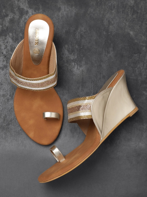 

Anouk Women Gold-Toned Woven Design Sandals