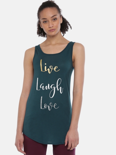 

Enamor Women Athleisure Blue Relaxed Fit Training & Running Swing Tank Top, Teal