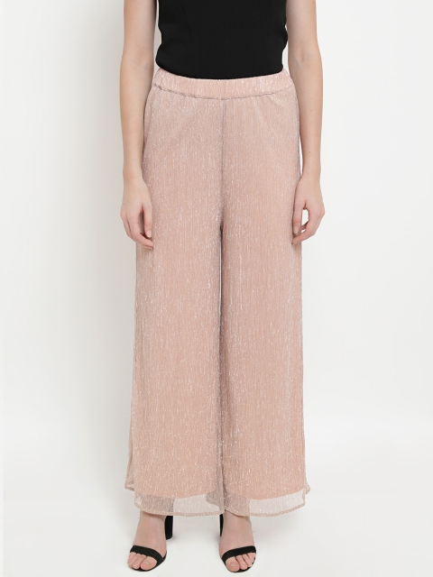 

Kazo Women Peach-Coloured Straight Solid Palazzos