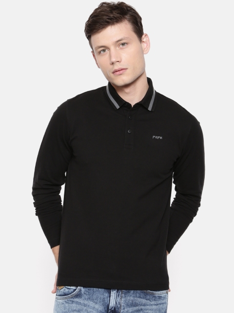 

Pepe Jeans Men Black Solid Polo Collar T-shirt