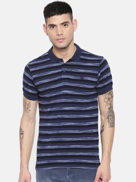 

Pepe Jeans Men Navy Blue Striped Polo Collar T-shirt