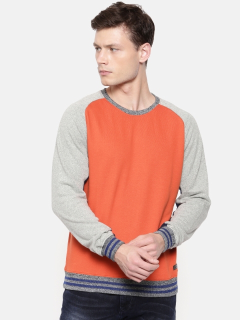 

Pepe Jeans Men Orange & Grey Solid Sweatshirt