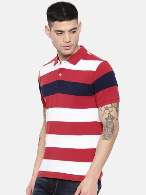 

Pepe Jeans Men White Striped Polo Collar Pure Cotton T-shirt