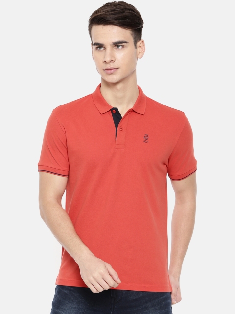 

Pepe Jeans Men Rust Solid Polo Collar Pure Cotton T-shirt
