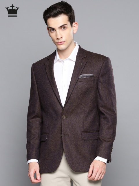 

Louis Philippe Men Brown Solid Wool Formal Single-Breasted Blazer