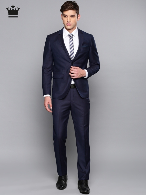 

Louis Philippe Navy Blue Self-Design Single-Breasted Slim Fit Formal Suit