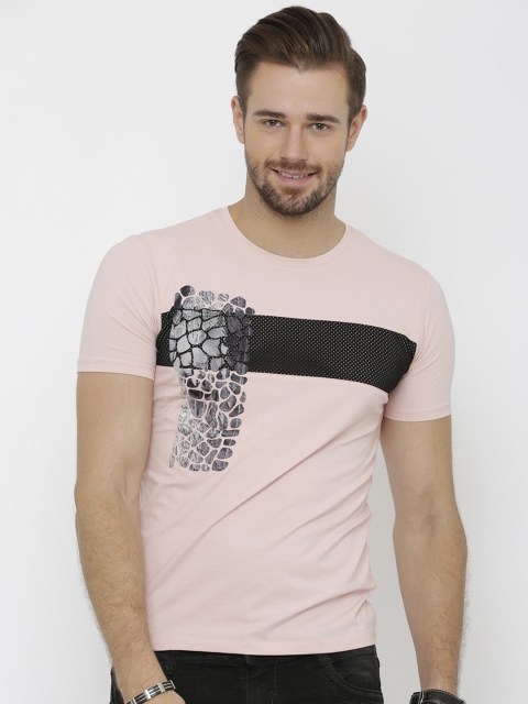 

Rex Straut Jeans Men Pink Solid Round Neck T-shirt