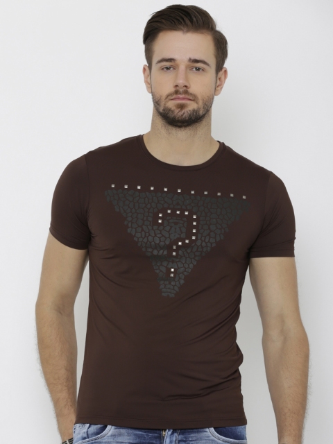 

Rex Straut Jeans Men Brown Solid Round Neck T-shirt