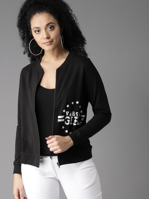 

HERE&NOW Women Black Solid Sweatshirt