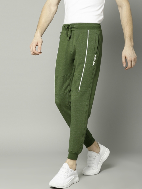 

French Connection Men Olive Green Solid Joggers