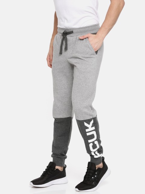 

French Connection Men Grey Melange FCUK Printed Joggers