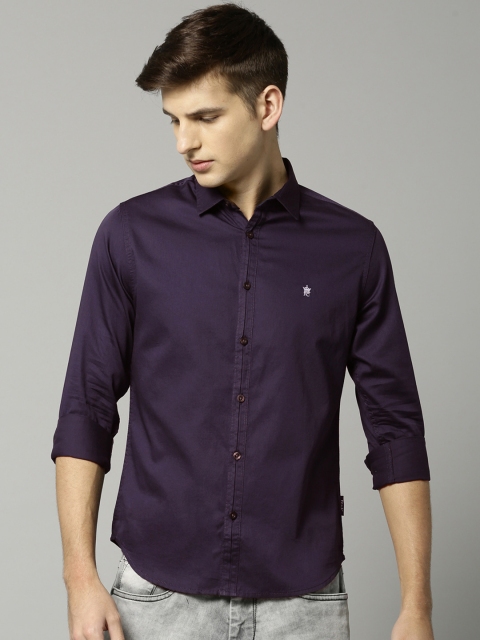 

French Connection Men Purple Slim Fit Solid Casual Shirt