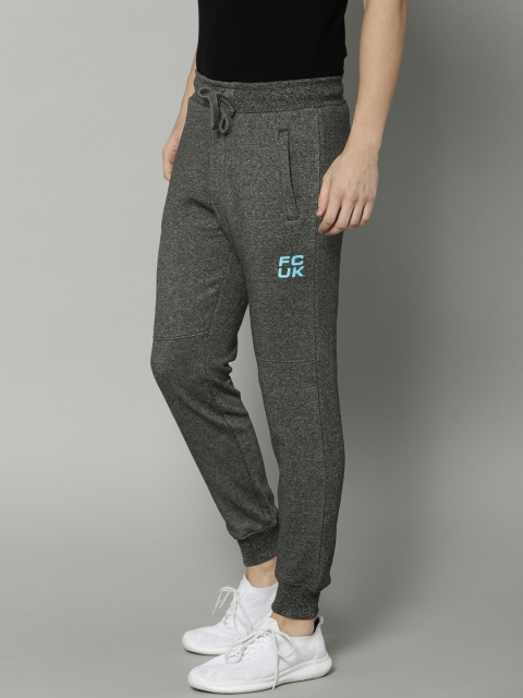 

French Connection Men Charcoal Grey NEO FCUK Solid Joggers