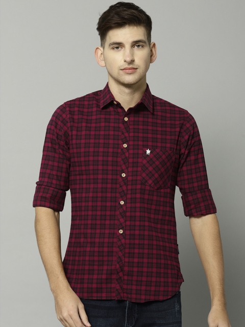 

French Connection Men Maroon Slim Fit Checked Casual Shirt