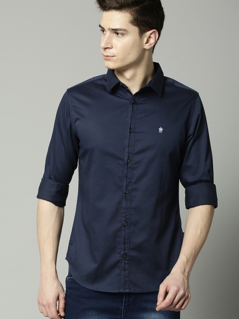 

French Connection Men Navy Blue Slim Fit Solid Casual Shirt