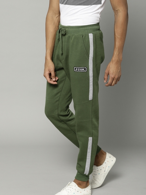 

French Connection Men Olive Green Solid Joggers