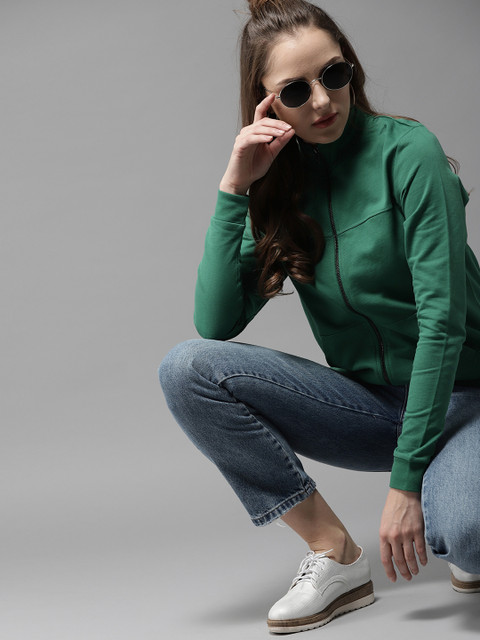 

Moda Rapido Women Green Solid Sweatshirt