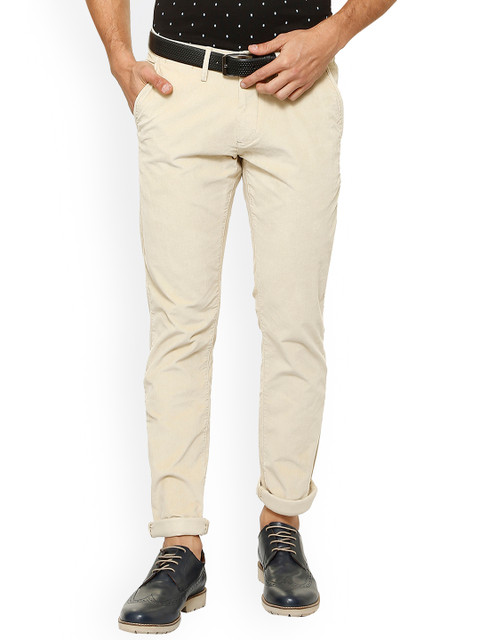 

Allen Solly Men Cream-Coloured Regular Fit Solid Regular Trousers