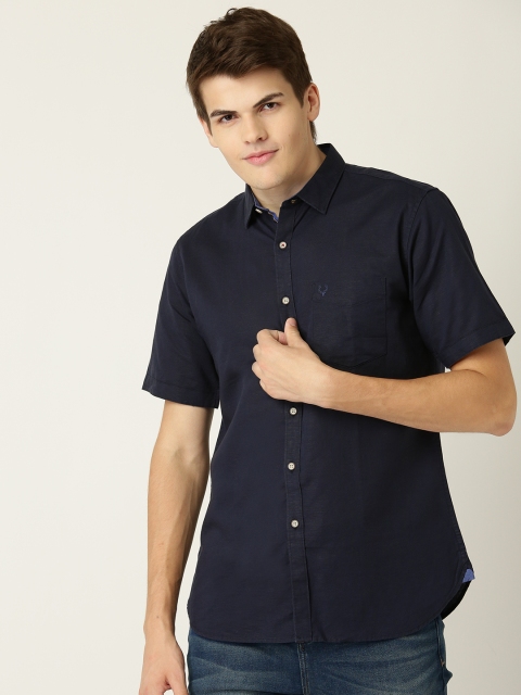 

Allen Solly Men Navy Blue Slim Fit Solid Casual Shirt