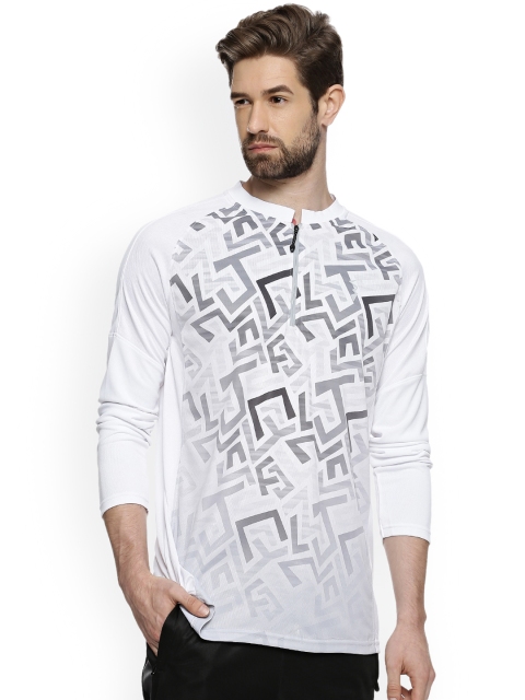 

Campus Sutra Men White Printed Mandarin Collar T-shirt