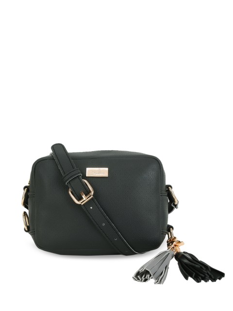 

yelloe Charcoal Grey Textured Sling Bag