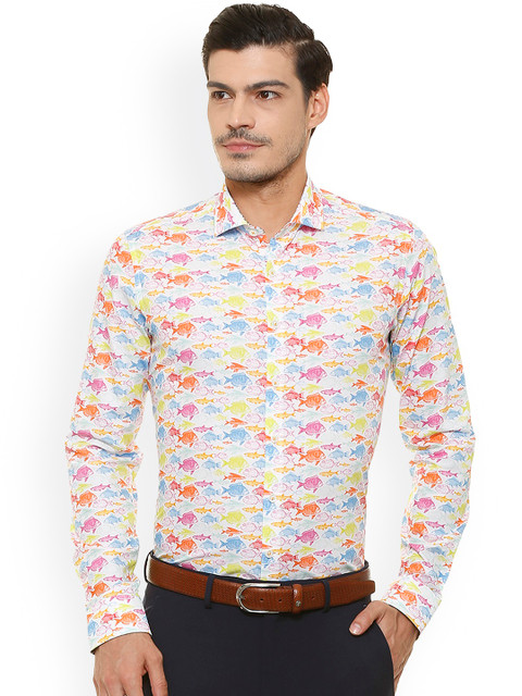 

SIMON CARTER LONDON Men White Slim Fit Printed Casual Shirt