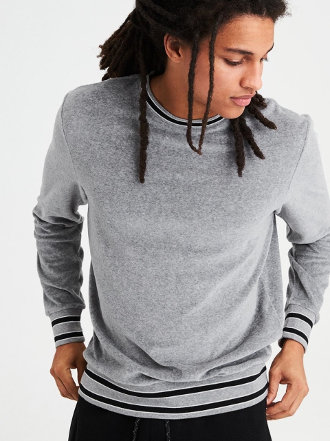 

AMERICAN EAGLE OUTFITTERS Men Grey Solid Sweatshirt