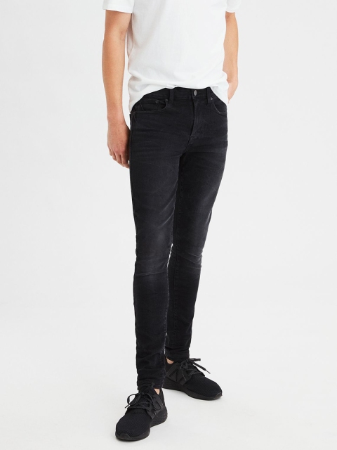 

AMERICAN EAGLE OUTFITTERS Men Black Regular Fit High-Rise Clean Look Stretchable Jeans