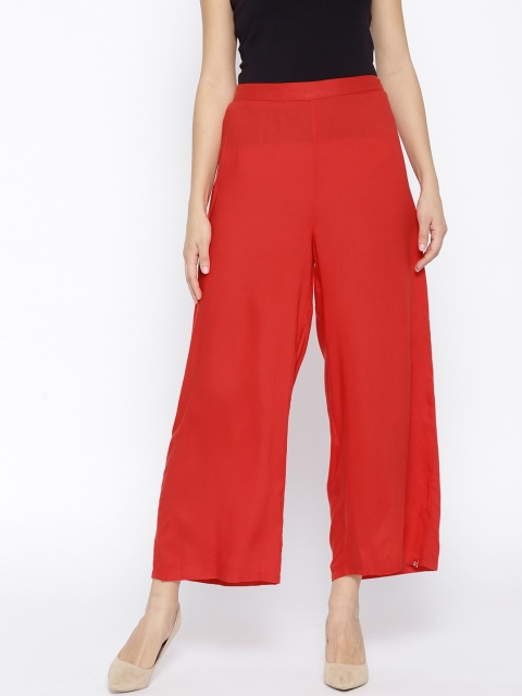 

Biba Women Red Straight Solid Cropped Palazzos