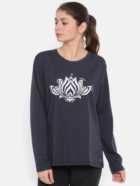 

Enamor Women Navy Blue Slim Fit Printed Round Neck Lounge T-shirt