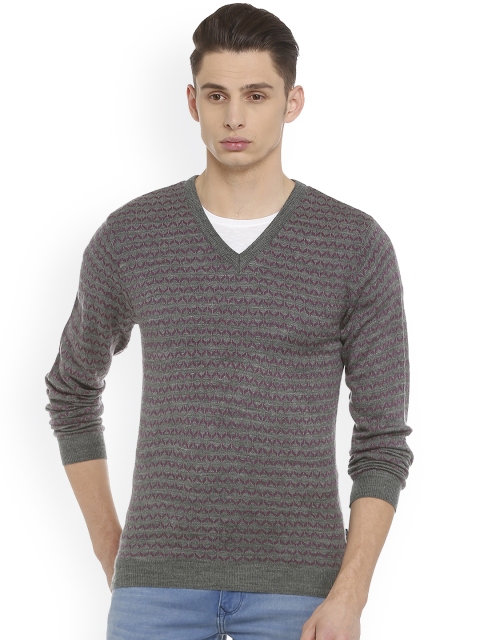 

Van Heusen Men Grey Printed Pullover