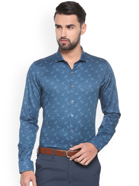 

SIMON CARTER LONDON Men Blue Slim Fit Printed Casual Shirt