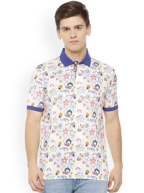 

SIMON CARTER LONDON Men White Printed Polo Collar T-shirt