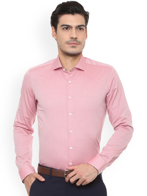 

SIMON CARTER LONDON Men Pink Slim Fit Self Design Casual Shirt