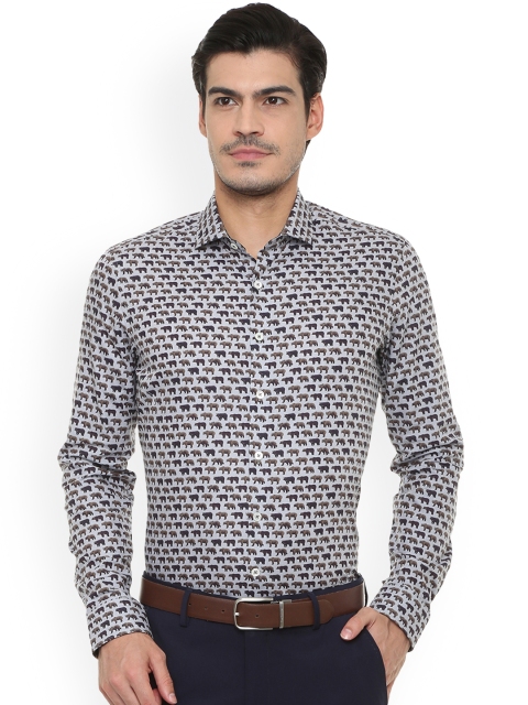 

SIMON CARTER LONDON Men Grey Slim Fit Printed Casual Shirt