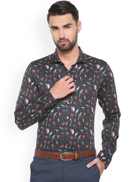 

SIMON CARTER LONDON Men Black Slim Fit Printed Casual Shirt