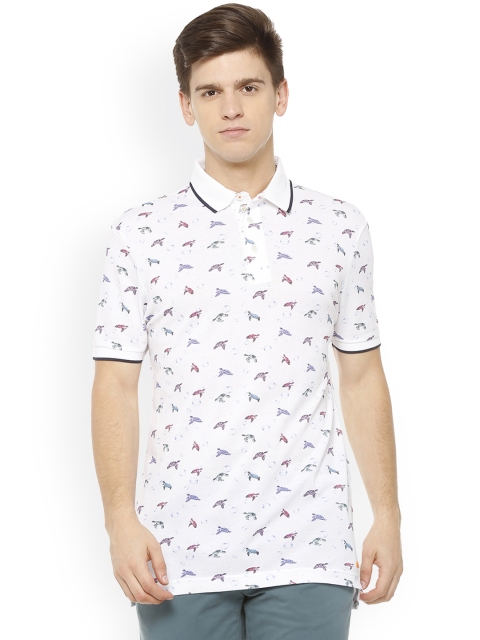

SIMON CARTER LONDON Men White Printed Polo Collar T-shirt