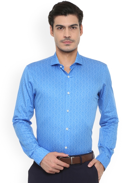 

SIMON CARTER LONDON Men Blue Regular Fit Self Design Casual Shirt