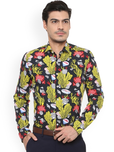 

SIMON CARTER LONDON Men Black Slim Fit Printed Casual Shirt