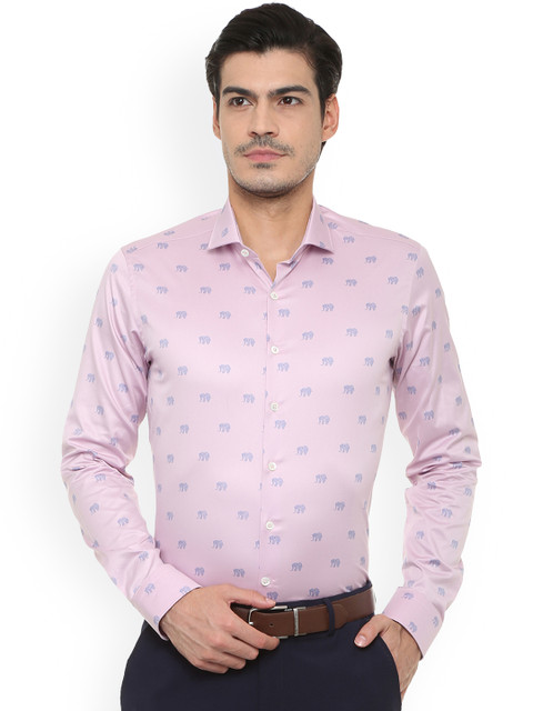 

SIMON CARTER LONDON Men Pink Slim Fit Printed Casual Shirt